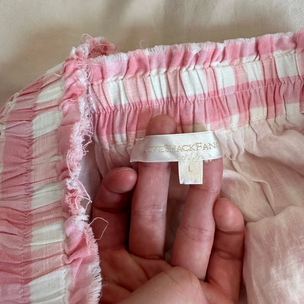 LoveShackFancy Pink and White Gingham Skirt